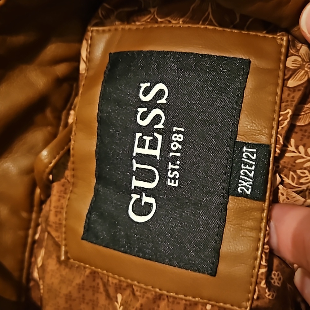 Guess Band Collar Faux Leather Jacket. Womens Size 2X. NWOT.